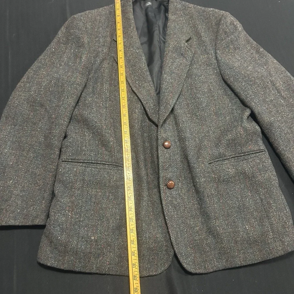 Jack Frost Harris Tweed Sport Coat Blazer 100% Scottish Wool Gray Fleck USA 42R